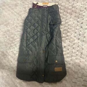NEW Heart To Tail Fleece Lined Quilted Barn Jacket GRAY Dog Coat Sz LARGE
